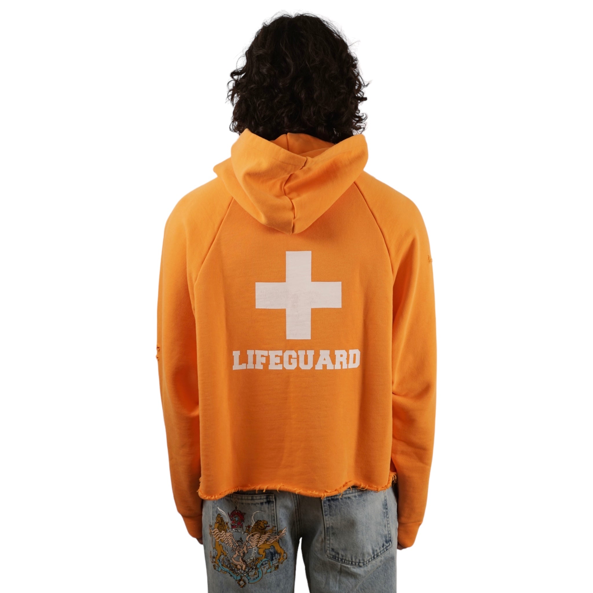 Men  'LIFEGUARD' Print Distressed Hoodie - Knit - Liberal Youth Ministry